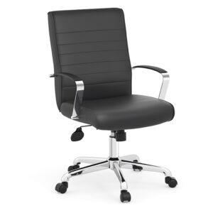 Black Swivel Tilter Chair With Ribbed Pu And Chrome Frame